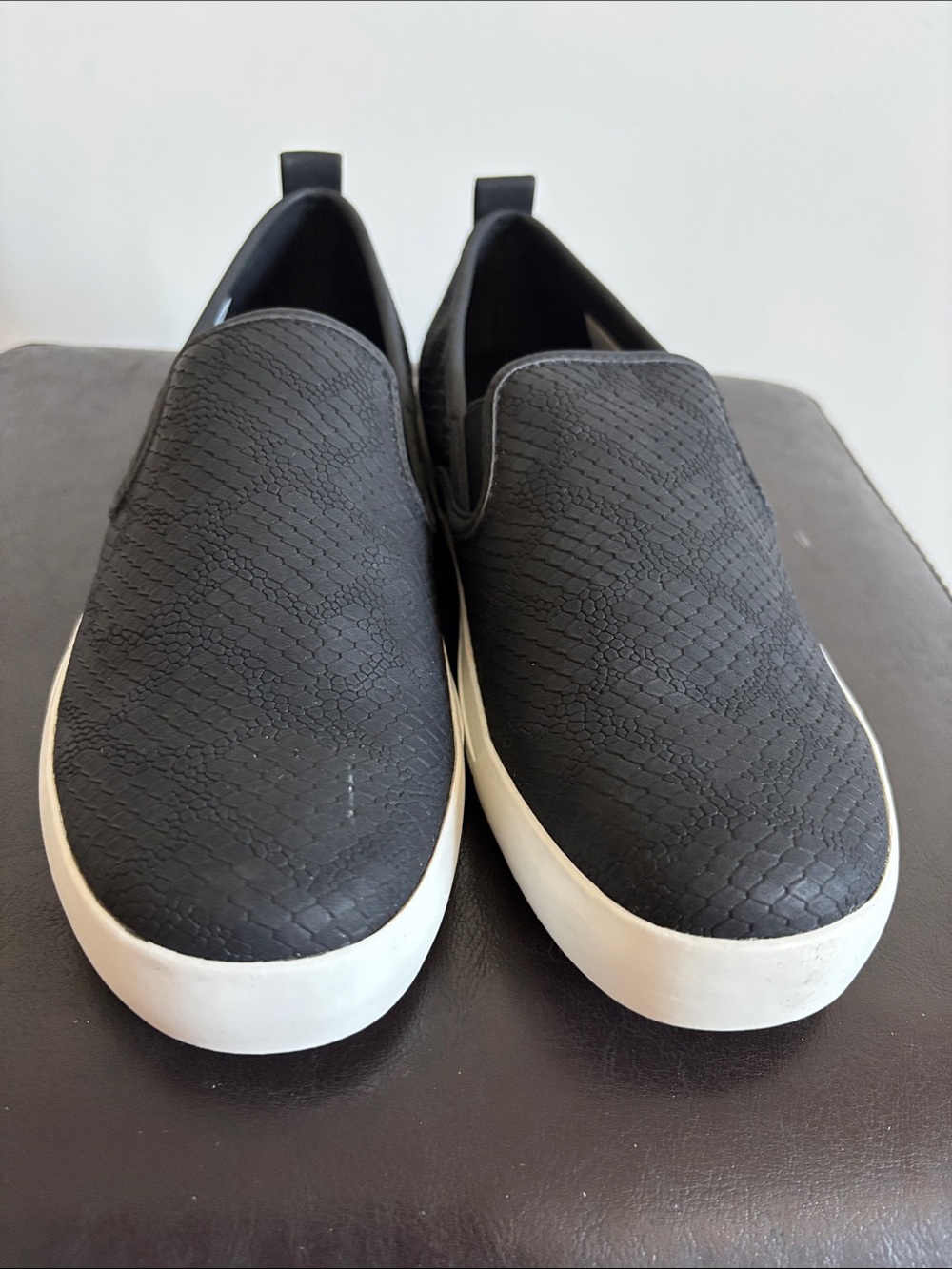 Call It Spring Black Slip-On Sneakers with White Sole